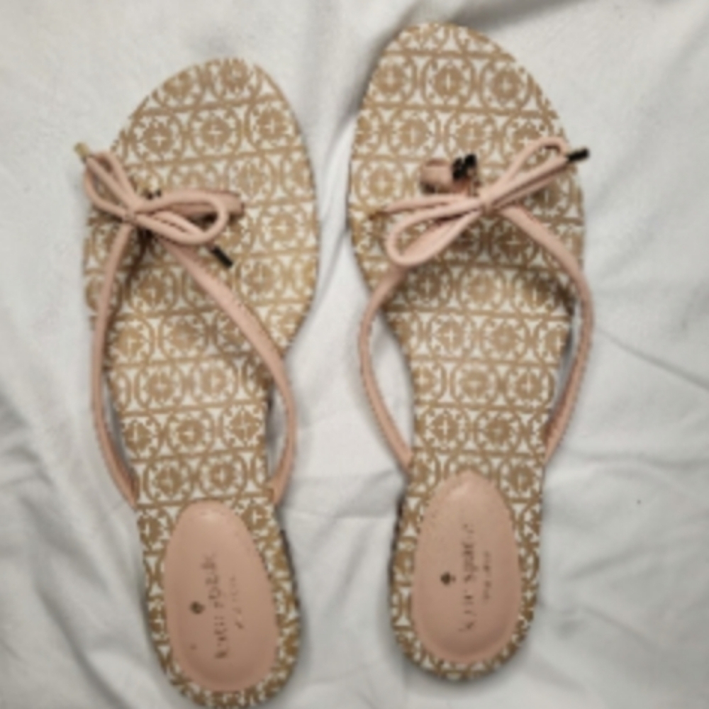 KATE SPADE Pink Bow Thong Sandals shoes Loke new